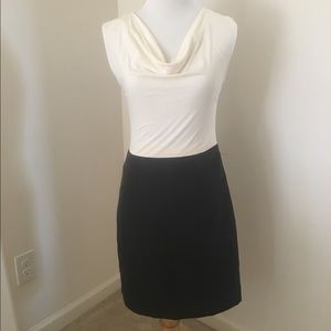 Loft dress black and cream with jersey top